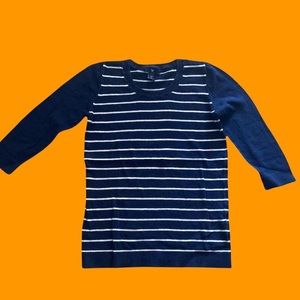 Navy and White Stripe Gap 3/4 Sleeve Sweater